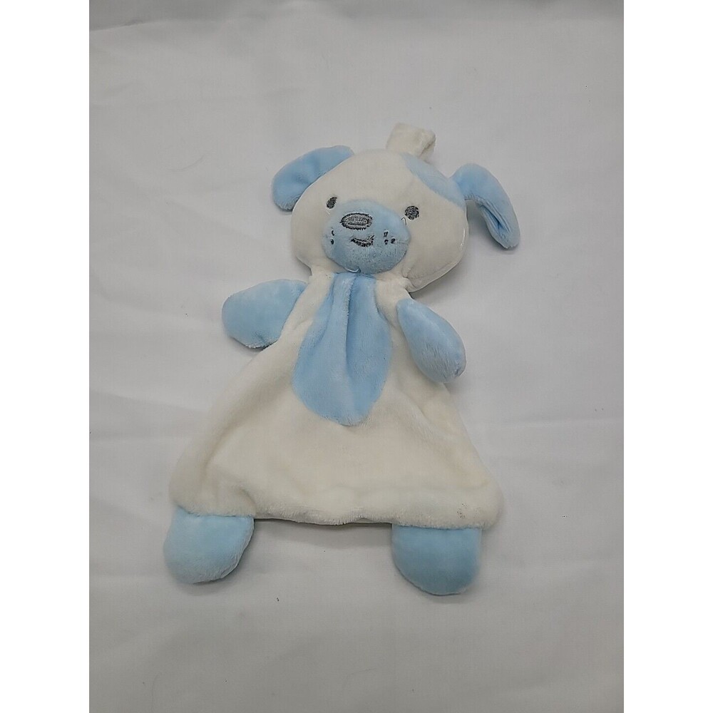 Nuby Blue and White Flat Puppy Dog Baby Lovey Security Blanket